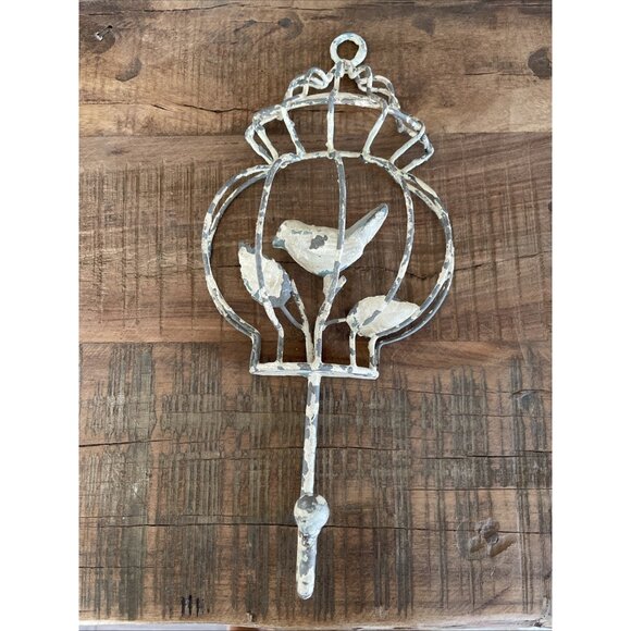 2 Rustic Metal Bird Cage Hooks Leaves Decorative Cottage Core Farmhouse Nature - Picture 4 of 9